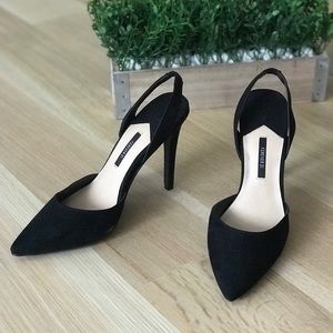 Elegant black slingback pointy heels size 7.5
